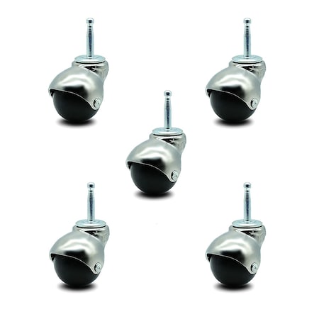 Service Caster 2 Inch Bright Chrome Hooded Grip Neck Ball Casters, 5PK SCC-GN01S20-POS-BC-516-5
